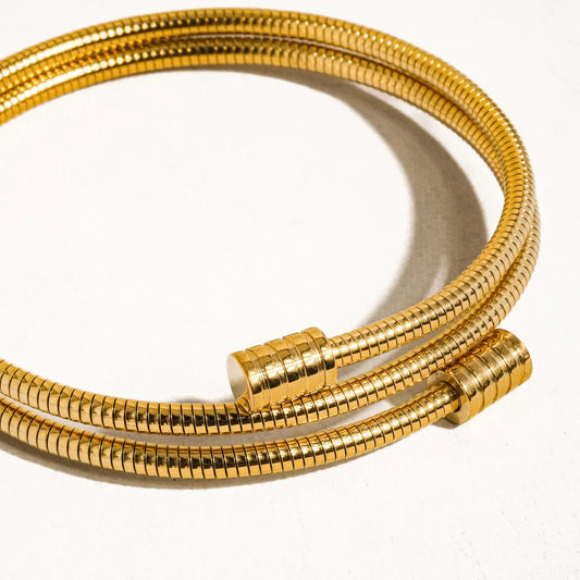 Arnell Non-Tarnish Round Snake Gold Chain Bracelet