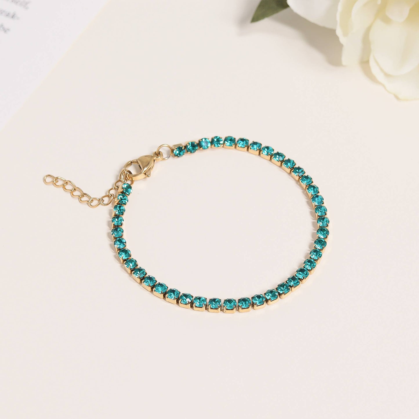 18K Gold PVD Coated Birthstone Tennis Bracelet