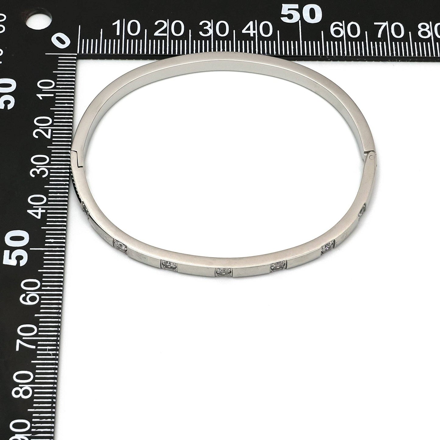 Gold or Silver Classic Stainless Steel CZ Bangle Bracelet-00049 Bracelet-00050