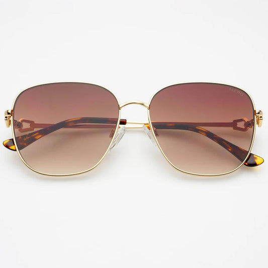 Freyrs Lea Women's Round Sunglasses – Gold / Brown