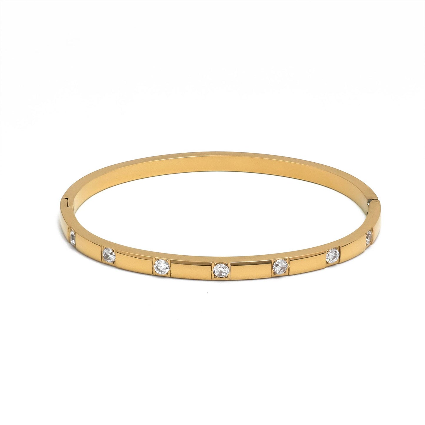 Gold or Silver Classic Stainless Steel CZ Bangle Bracelet-00049 Bracelet-00050