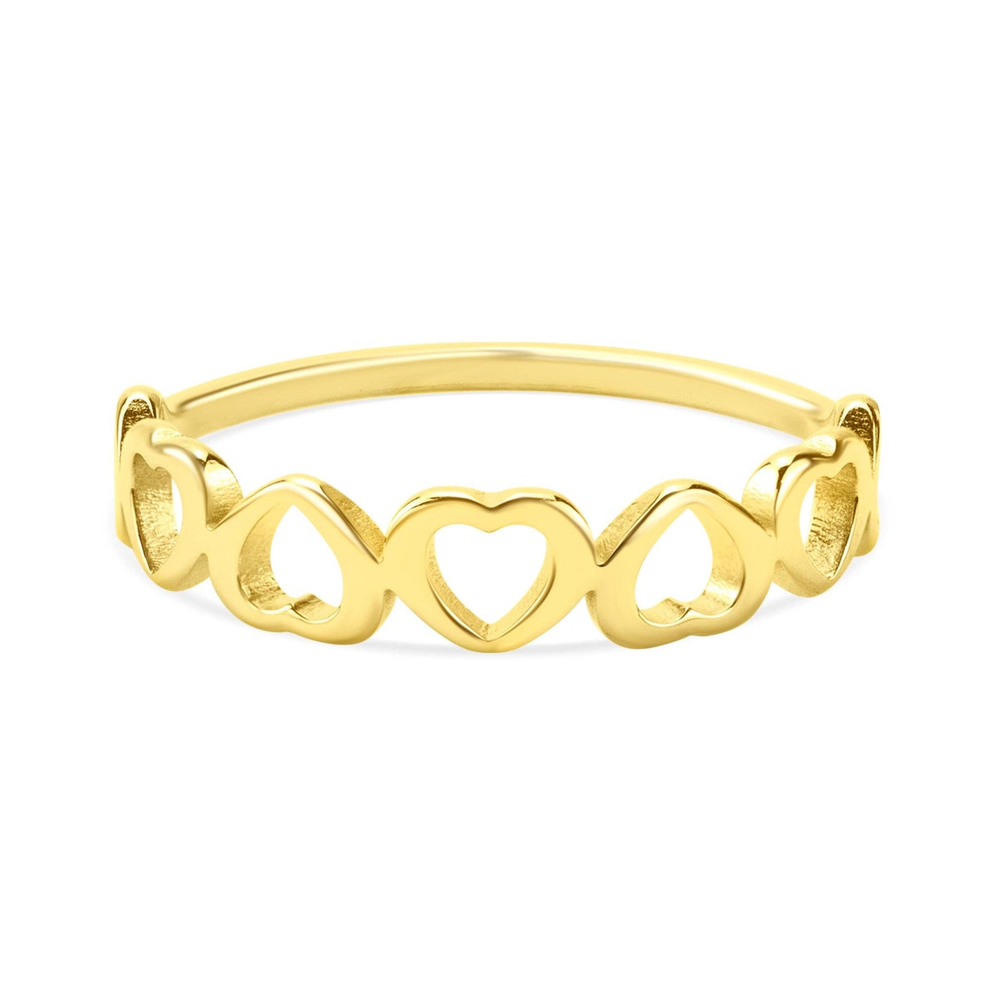 Stainless Steel PVD Coated Alternating Heart Stacking Ring