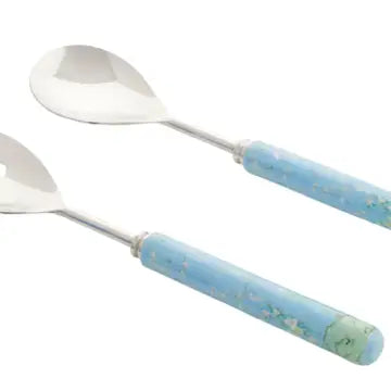 Enameled salad servers (blue)