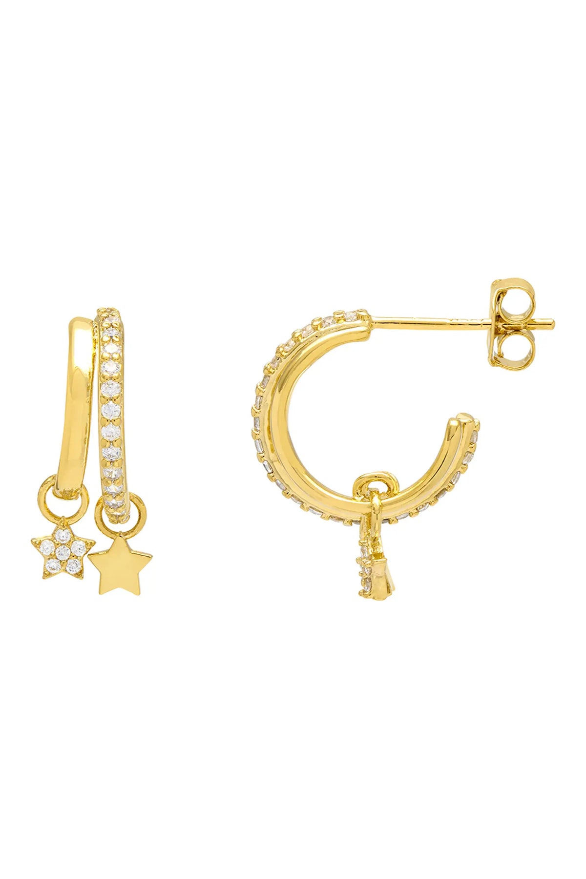 Estella Bartlett Duo Pavé Star Hoop Earrings