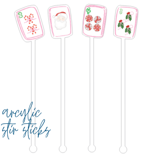 Merry Mahjong Christmas Acrylic Stir Sticks | set of 4