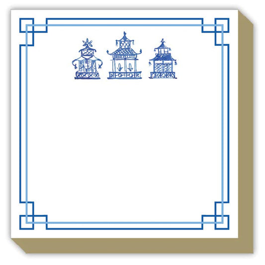 Handpainted Blue Pagoda Trio Luxe Notepad