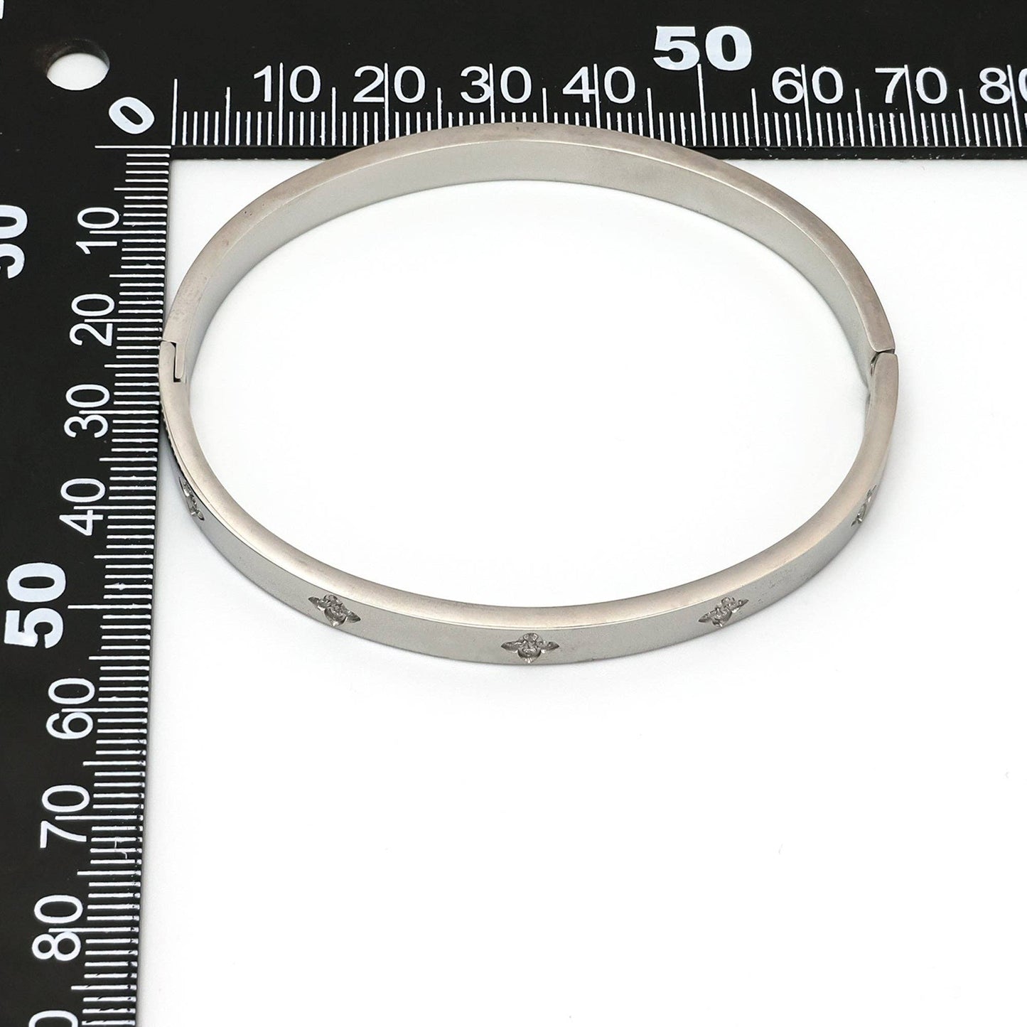 Gold or Silver Dainty Stainless Steel CZ Flower Bangle Bracelet-00019 Bracelet-00020