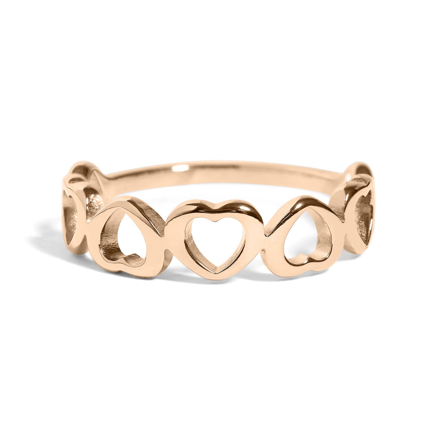 Stainless Steel PVD Coated Alternating Heart Stacking Ring