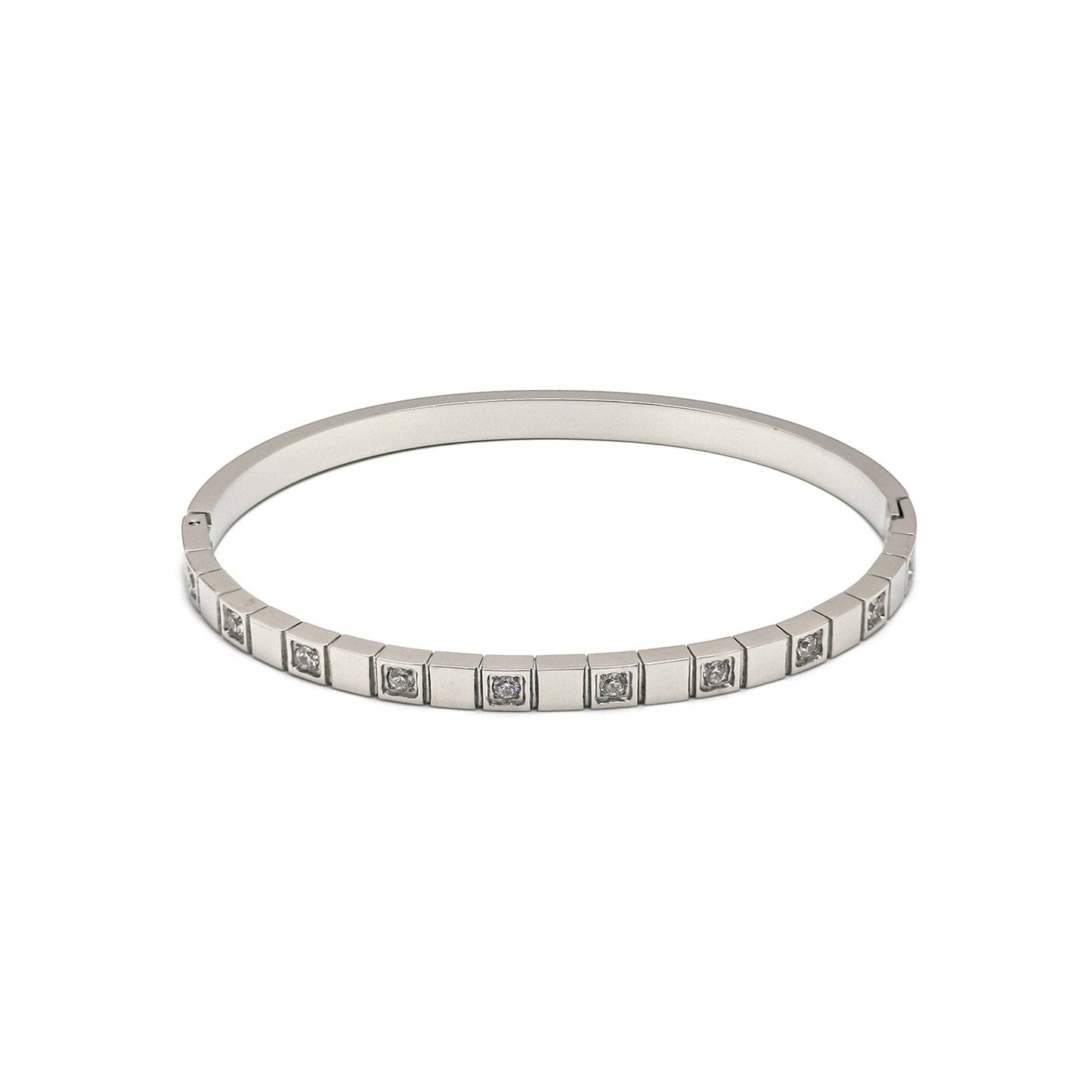 Gold or Silver Geometric Stainless Steel CZ Classic Bangle Bracelet-00051 Bracelet-00052