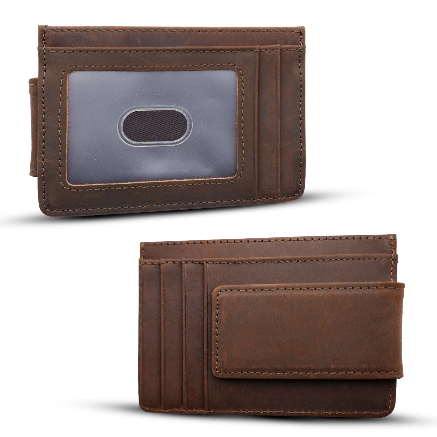 Leather money clip (dark brown)