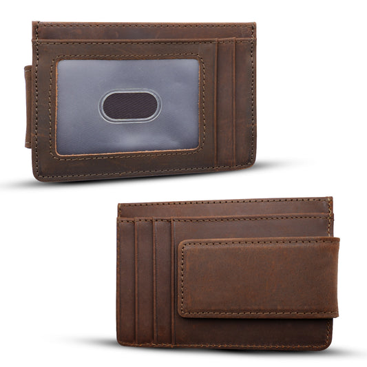 Leather money clip (dark brown)
