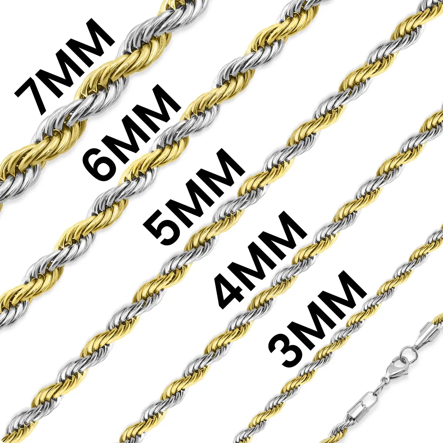 Cecilia Taylor 20" Stainless Steel and 18K Gold PVD Coated Rope Chain Necklace