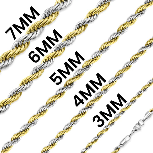 Cecilia Taylor 20" Stainless Steel and 18K Gold PVD Coated Rope Chain Necklace