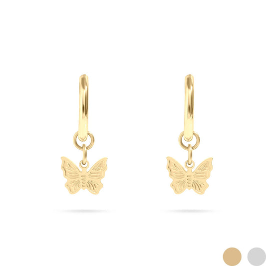 18K Gold PVD Stainless Steel Butterfly Huggie Earrings