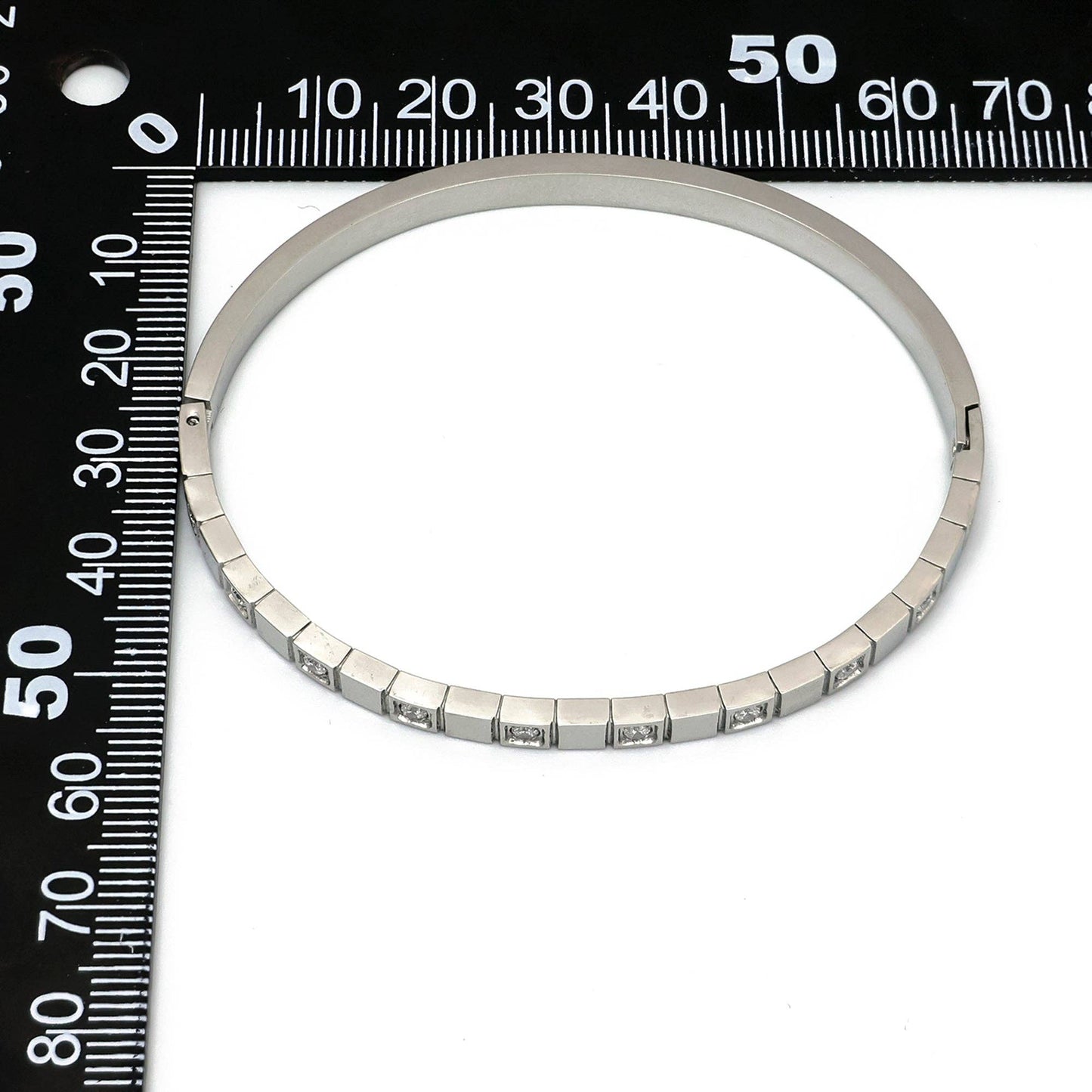 Gold or Silver Geometric Stainless Steel CZ Classic Bangle Bracelet-00051 Bracelet-00052