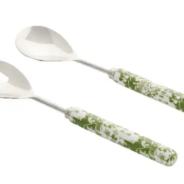 Enameled salad servers (green)