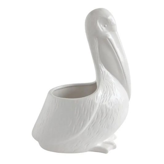 MAG-Home Decor White Ceramic Pelican Planter 9-1/2"L x 6-1/2"W x 13-1/2"H New With Tags