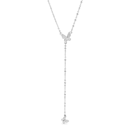 Cecilia Taylor Stainless Steel Butterfly Lariat Necklace
