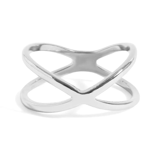 Cecilia Taylor Stainless Steel Atomic X Geometric Ring