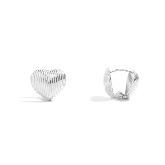 Cecilia Taylor Stainless Steel Heart Huggie Earrings