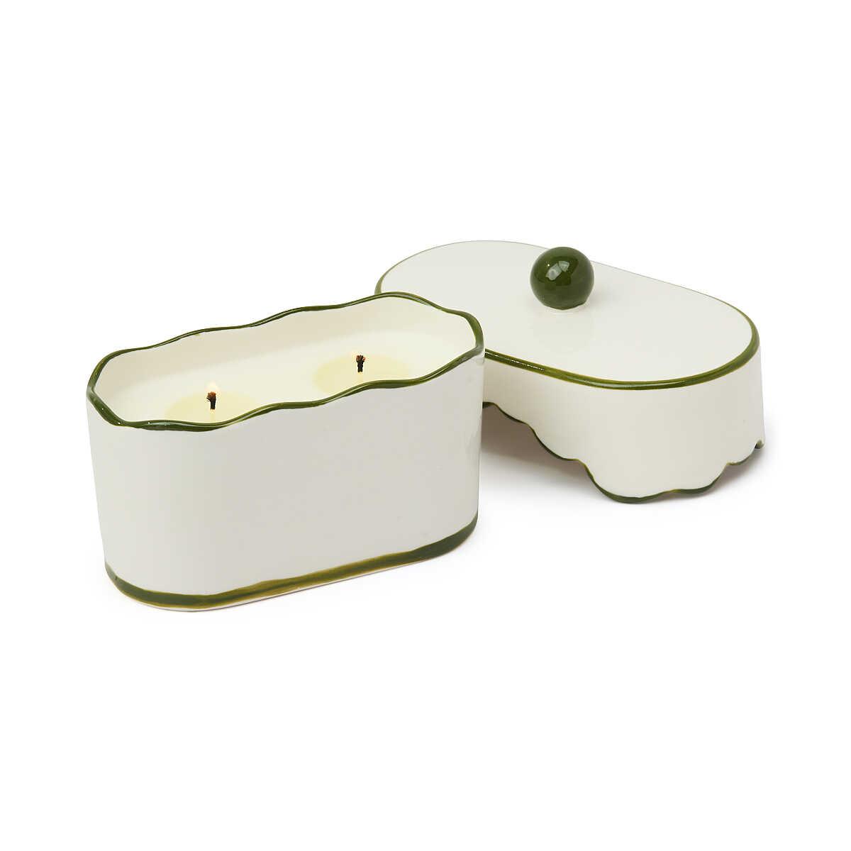 Paddywax Chérie White & Green Candle with Lid
